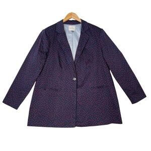 Court & Rowe Navy/Red Polka Dot Blazer sz 16W Preppy Work City Holiday Layering